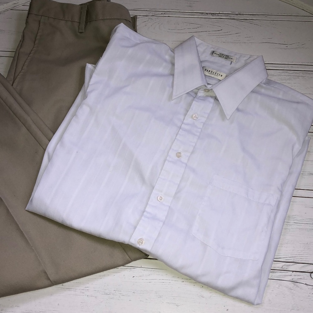Van Heusen Men’s Satin Stripe Button Down